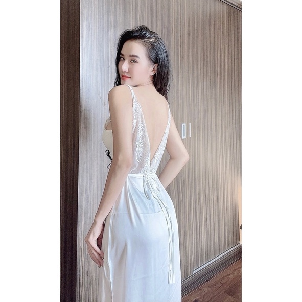 [GIẢM SỐC] Đầm ngủ sexy 2 dây dáng dài, xẻ tà chất lụa latin mềm mịn, thoáng mát | Nguyễn Hương Store | BigBuy360 - bigbuy360.vn