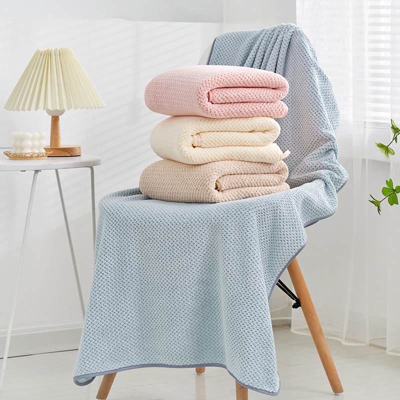 Anjia Khăn Tắm Vải Nhung San Hô Thấm Hút Nước Nhanh Khô Họa Tiết Quả Dứa，100% Cotton Mềm Mại, Thấm Hút, Kháng Khuẩn