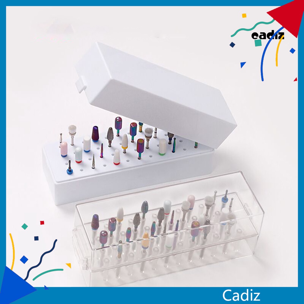 Hộp Đựng Mũi Khoan Móng Tay 48 Lỗ Bằng Nhựa Trong Suốt Chống Bụi Tiết Kiệm Không Gian DIY