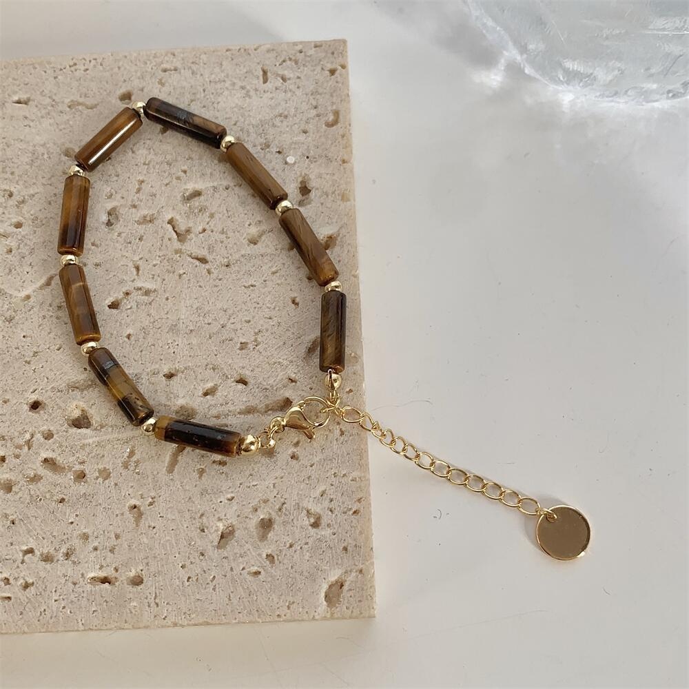 Vòng Tay Đá Nâu Tự Nhiên Đơn Giản Phong Cách Trung Hoa Dành Cho Nam Nữ