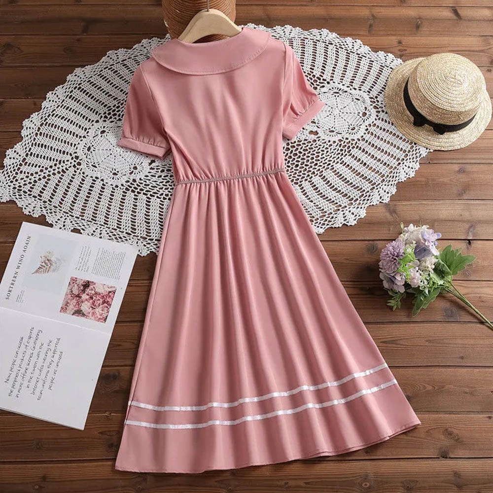 BEAR LEADER Đầm Công Chúa Thắt Nơ Eo Màu Trơn Thời Trang Mùa Hè 2023 Dành Cho Bé Gái