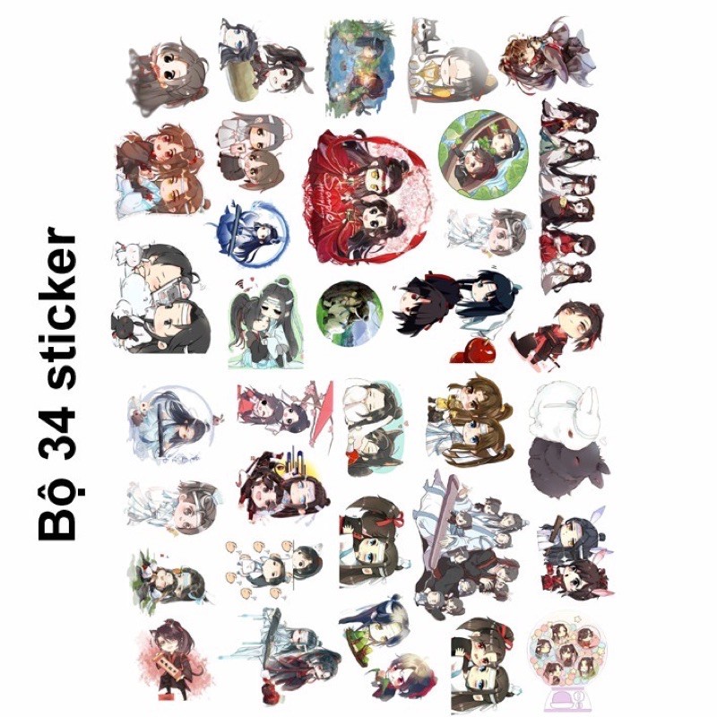 bộ 34 Sticker ma đạo tổ sư/hình dán ma đạo tổ sư