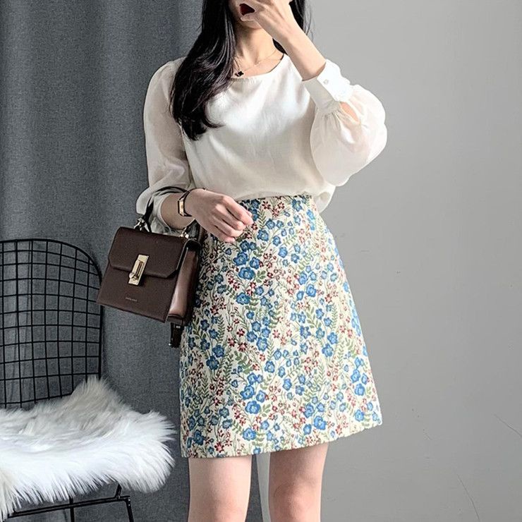 Chân Váy Chữ A Lưng Cao In Họa Tiết Đơn Giản Thời Trang Cho Nữ