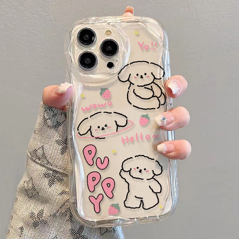 ✅Ốp Điện Thoại Mềm Trong Suốt Chống Sốc In Hình Cún Và Dâu Tây Cho iPhone14 / 13promax 12 / 11 7 / 8p xsxr
