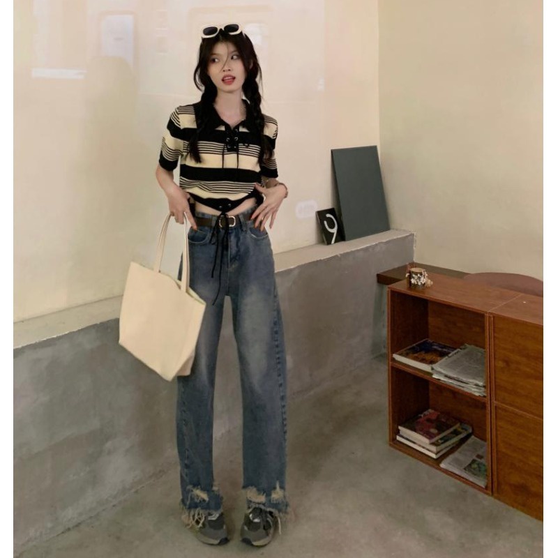 Áo polo Tay Ngắn Dáng Rộng In Họa Tiết Độc Đáo Phong Cách Hàn Quốc Thời Trang Cho Nữ