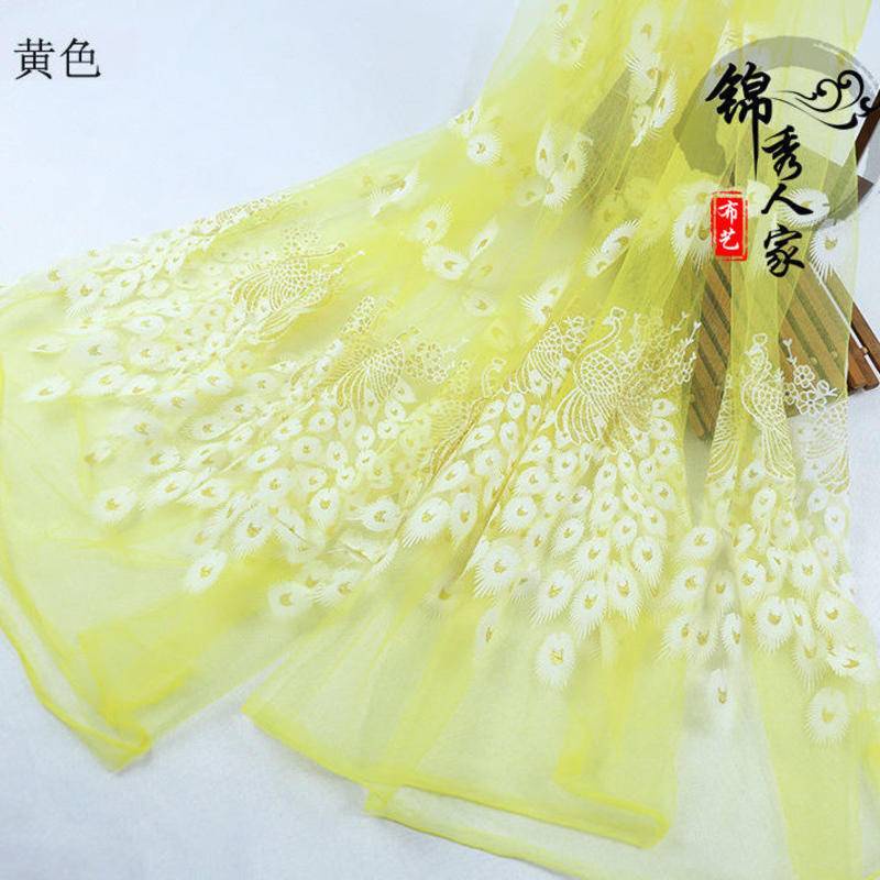 Vải Gạc Màu Đồng Hình Chim Công 150 * 100CM Trang Trí Váy Cưới