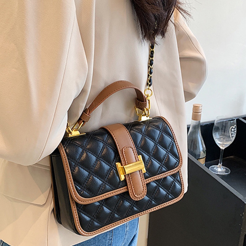 Túi Đeo Vai Hình Vuông Cỡ Nhỏ In Họa Tiết Hình Thoi Thời Trang Cho Nữ