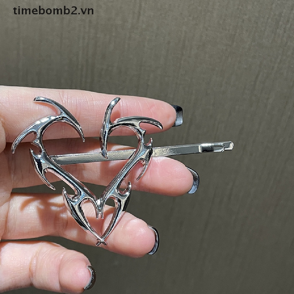 { # Mới Kẹp Tóc Kim Loại Hình Trái Tim Phong Cách Hip Hop