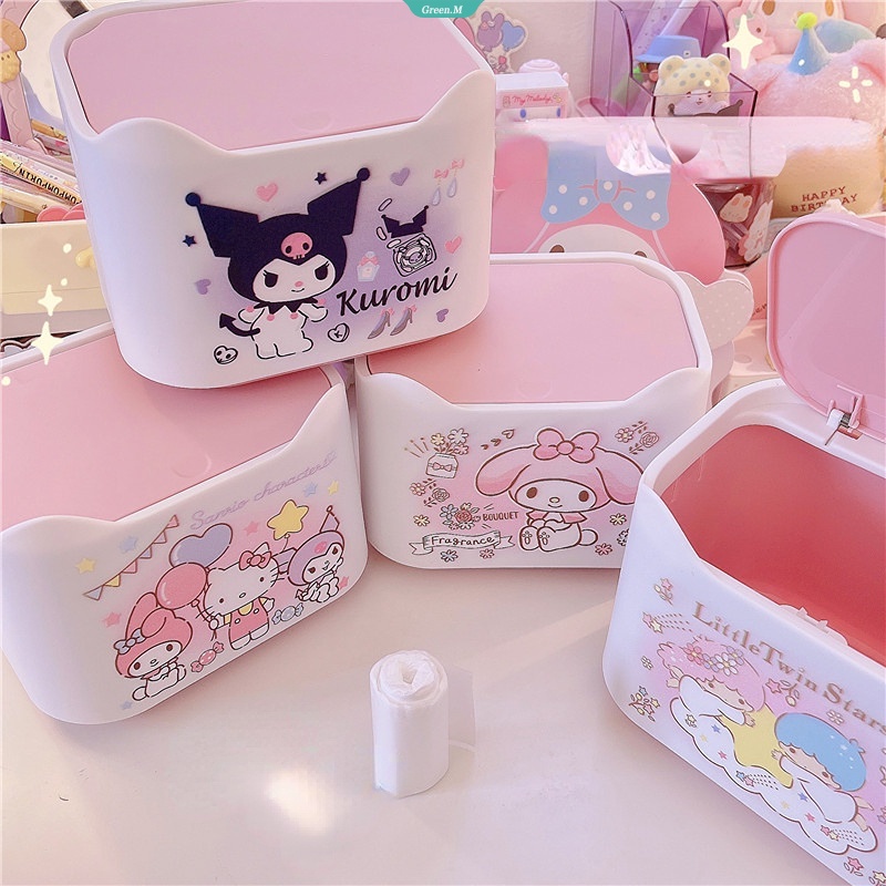 Thùng Đựng Rác Để Bàn Hình Hello Kitty / Kuromi Mymelody LittleTwinStars Phong Cách Nhật Bản Dễ Thương