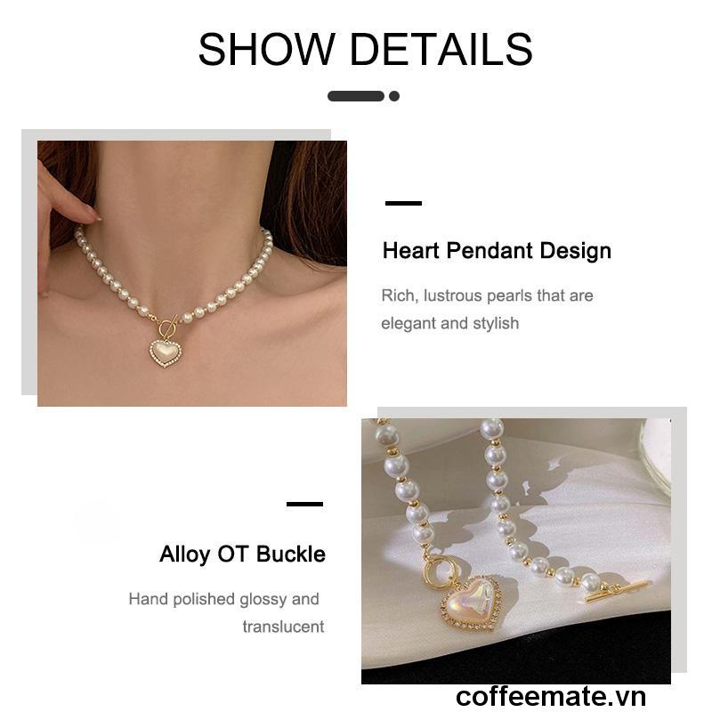 ⚡Vòng cổ Mặt Trái Tim Đính Ngọc Trai Thời Trang Cho Nữ