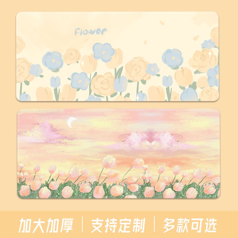 Tấm Lót Chuột Và Bàn Phím Máy Tính Chống Trượt 800 * 300 * 3MM In Hình Hoa Xinh Xắn