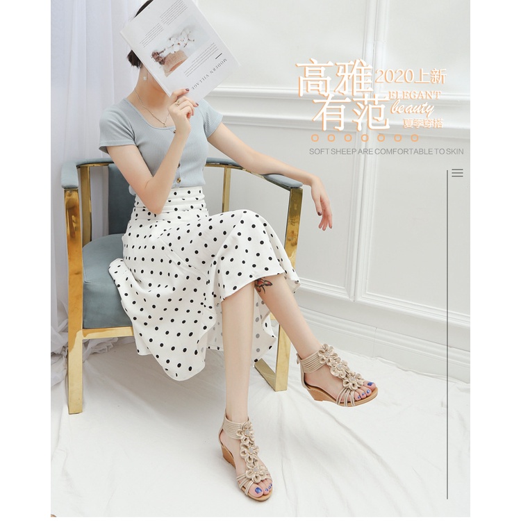 Giày Sandal Đế Xuồng Dày Phong Cách Dân Tộc Mẫu Mới Mùa Hè 1418-527