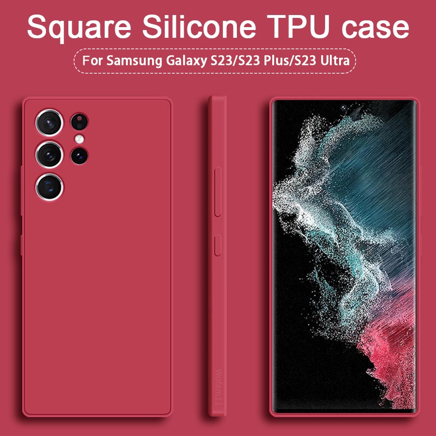 Ốp Điện Thoại Cạnh Vuông Màu Kẹo Trơn Chống Sốc Cho Samsung Galaxy S23 Ultra S23 Plus A04 A14 A34 A54 5G