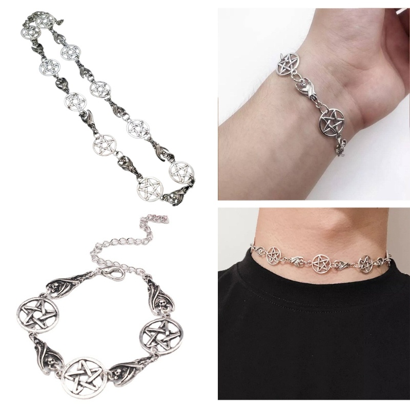 Vòng Tay / Dây Chuyền Màu Sắc Bạc Phong Cách Punk Cổ Điển Thời Trang Cho Nữ