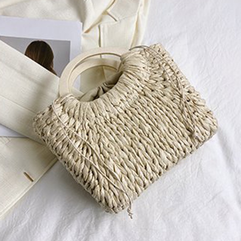 Ielgy Túi Xách Rơm Đựng Rau Củ Quả Phong Cách Nhẹ Nhàng Đa Ứng Dụng Mùa Hè Cho Nữ