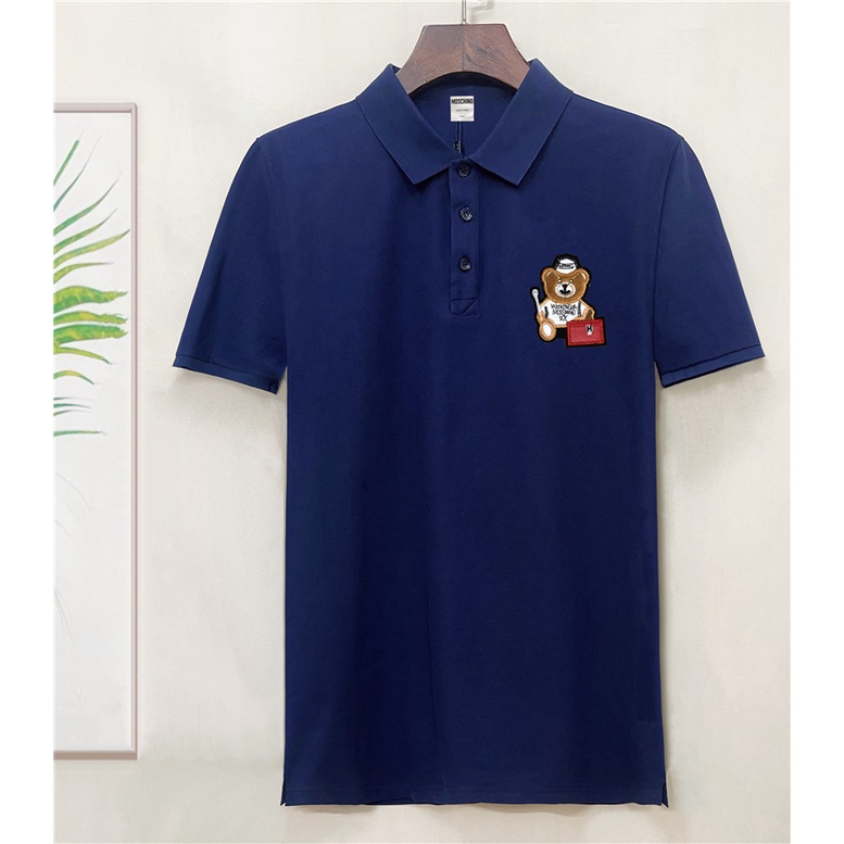 Áo Thun polo Nam Thêu Hình Gấu Ngực Mới Size S-4XL M0schin0