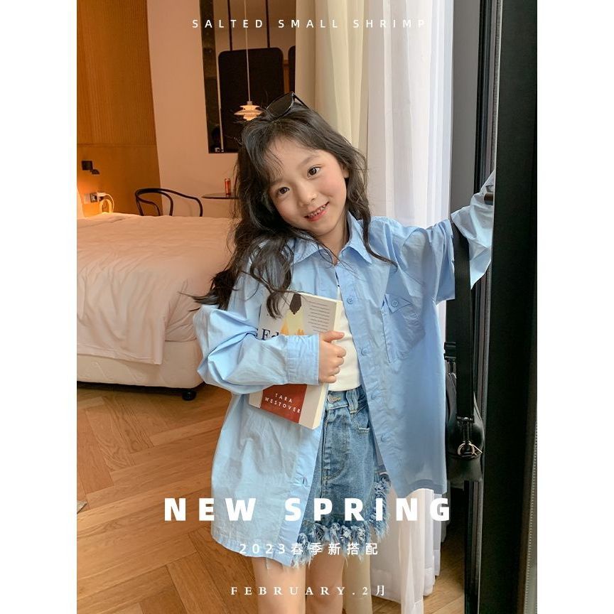 Áo Sơ Mi Tay Dài Chống Nắng Phong Cách Hàn Quốc Thời Trang 2023 Cho Bé Gái 2023