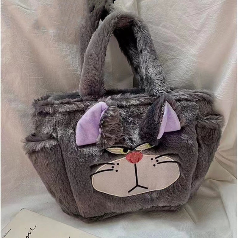 TENDER AFTERNOONS Túi Xách Đeo Vai Cỡ Lớn Bằng Vải Bông Hình Mèo Hề Dễ Thương Phong Cách Nhật Bản Cho Nữ