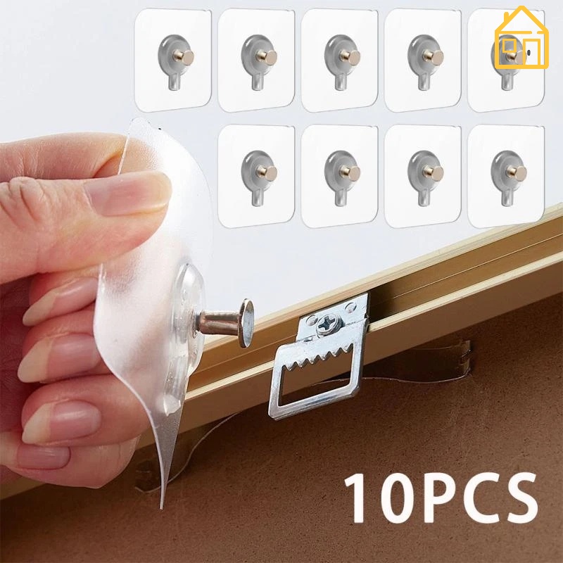 Set 10 Móc Treo Khung Ảnh / Đồng Hồ Dán Tường Tự Dính Tiện Lợi