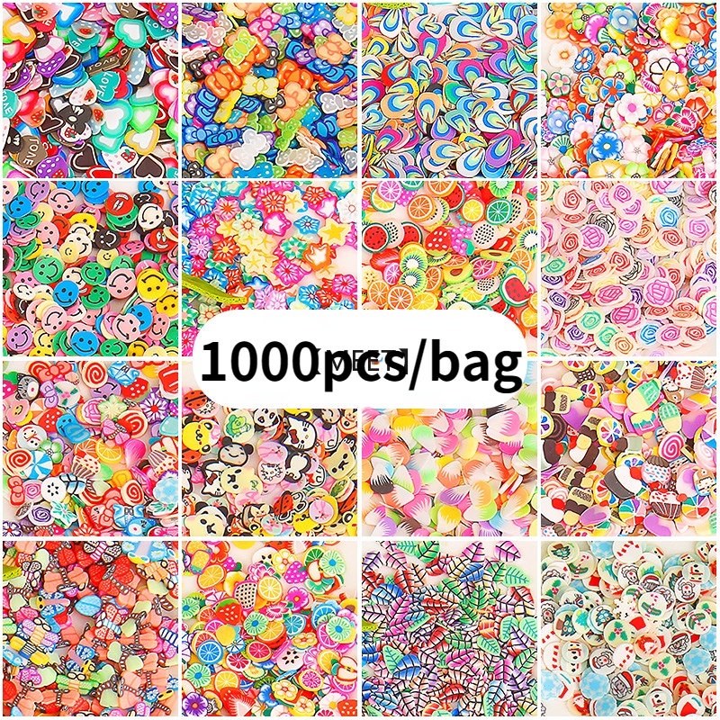 【MEET】1000 cái/túi bùn pha lê đắp tự làm Chất liệu làm móng nghệ thuật gốm mềm Phụ kiện tự làm hoạt hình
