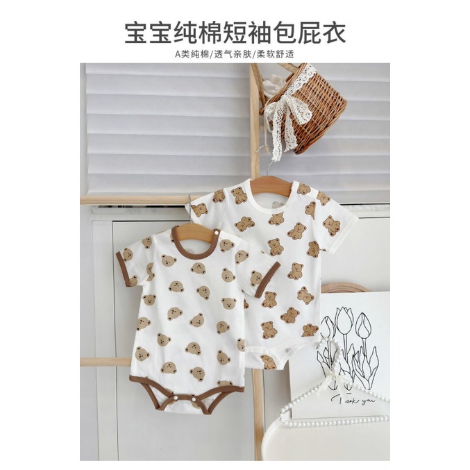 Áo Liền Quần Bằng Cotton Ngắn Tay Thời Trang Mùa Hè Cho Bé Trai 0-2 Tuổi