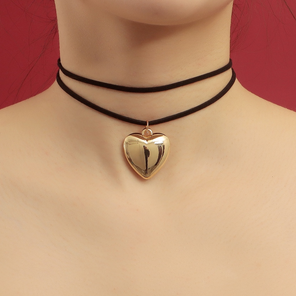 Vòng Cổ Choker Bằng Nhung Mềm Mại Có Thể Điều Chỉnh Hình Trái Tim Đơn Giản Cho Nữ