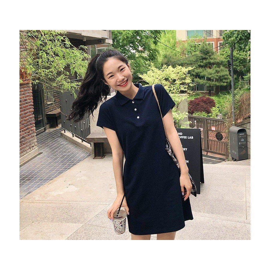 Váy polo dáng suông chất cotton trẻ trung năng động