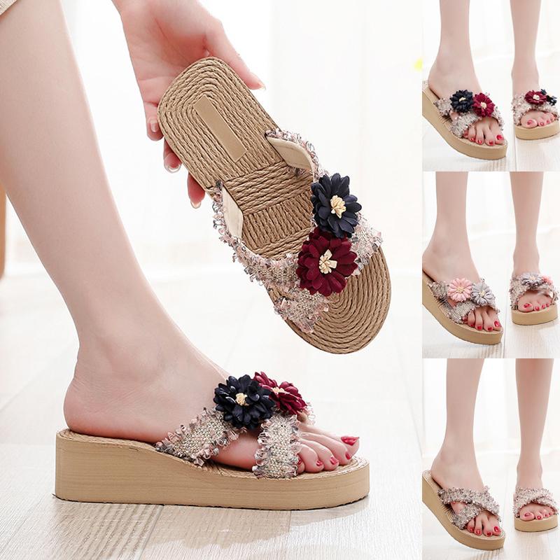 Dép Sandal Đế Dày Mềm Chống Trượt Quai Chéo Giả Rơm Thời Trang Cho Nữ