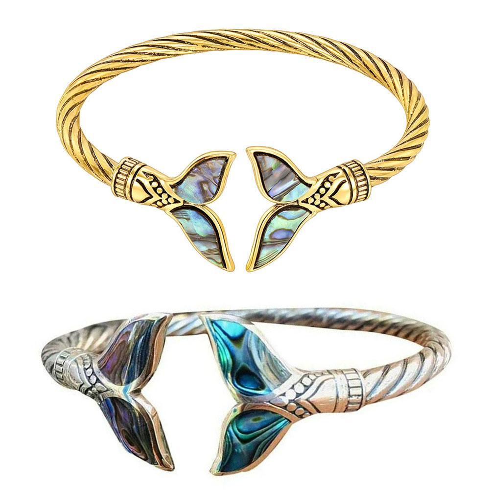 Vòng Tay Kim Loại Màu Gradient Hình Đuôi Nàng Tiên Cá Phong Cách Hàn Quốc Thời Trang Mùa Hè Cho Nữ A4K