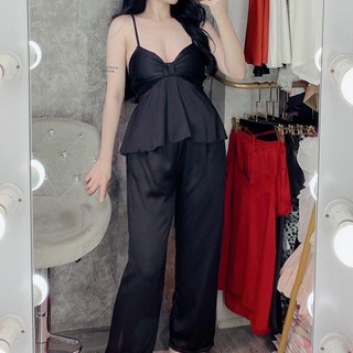 Bộ 2s quần dài lụa xước cao cấp rút nơ