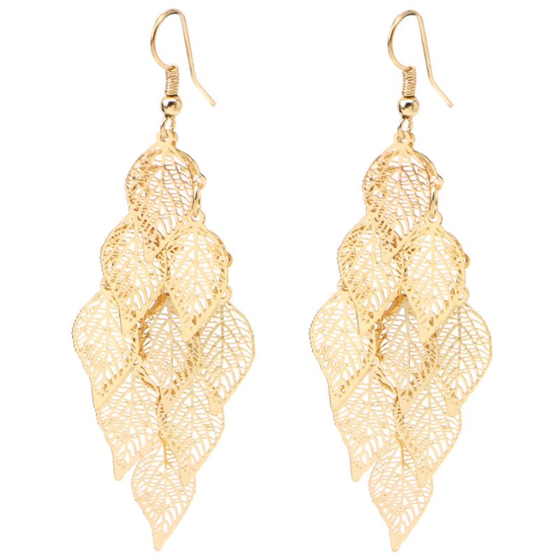 Bông Tai Dáng Dài Hình Chiếc Lá Nhiều Màu Sắc Thời Trang Cho Nữ