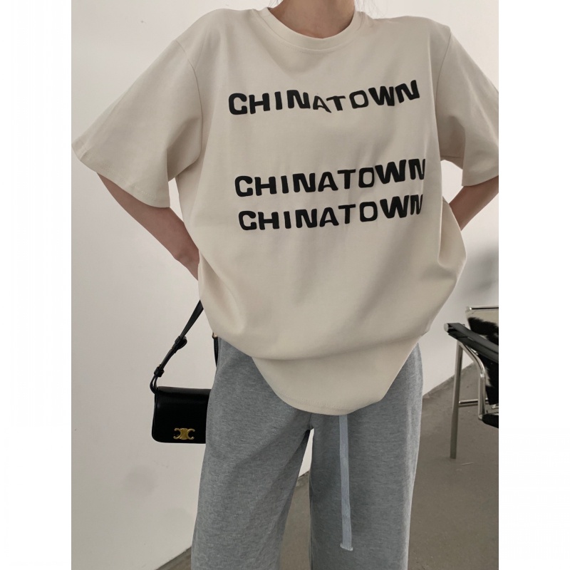 Áo Thun T-Shirt Tay Ngắn Cổ Tròn In Chữ Dành Cho Nữ