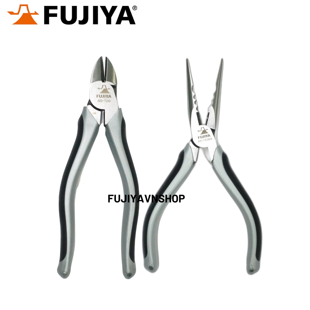 COMBO 1 Kìm mỏ nhọn lệch tâm Fujiya AR-150BG VÀ 1 Kìm cắt chéo cường lực lệch tâm Fujiya AKN-150G