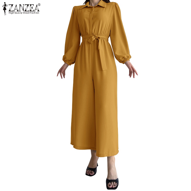 ZANZEA Áo liền quần Tay Dài Ống Rộng Thanh Lịch Thời Trang Cho Nữ