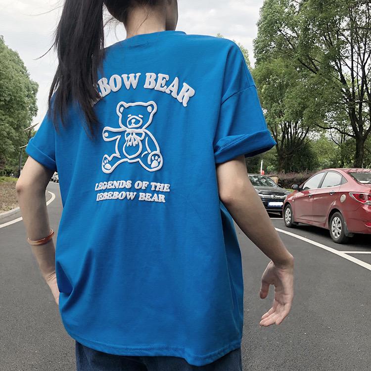 Áo thun nữ form rộng in Gấu chữ nổi chất liệu 100% cotton thoáng mát MS6710