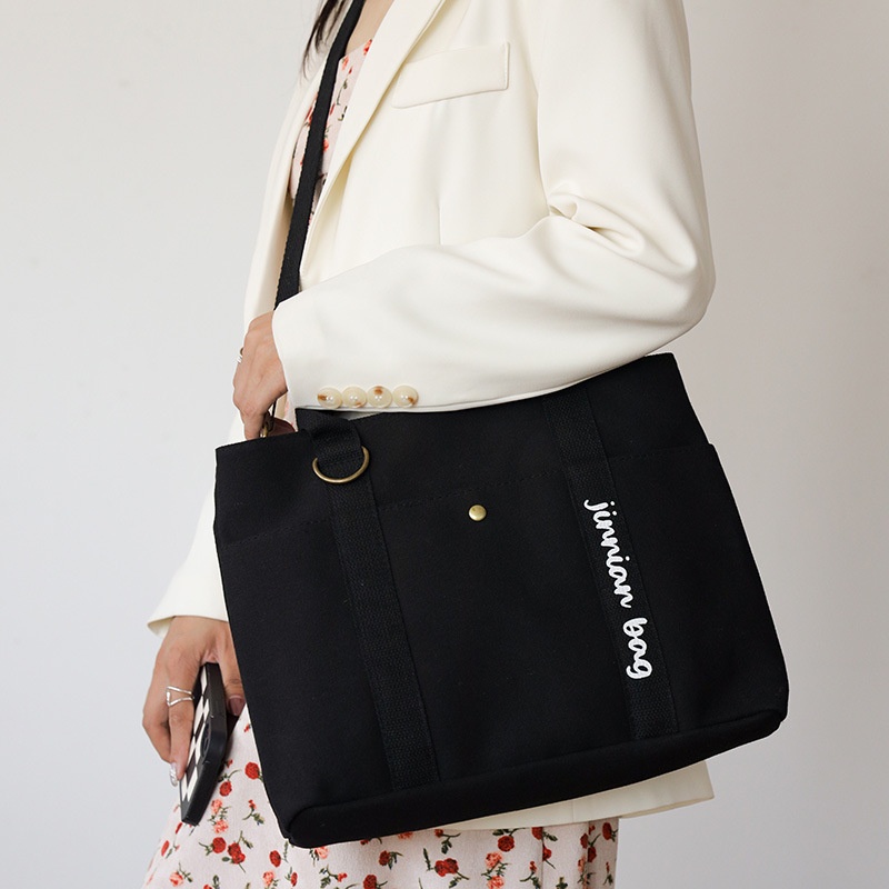 MISCHA Túi Xách canvas Màu Trơn Sức Chứa Lớn Phong Cách Nhật Bản Mới Cho Nữ