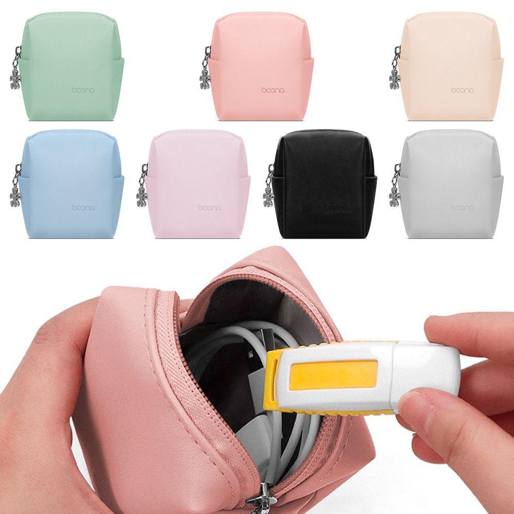 LANSEL Túi Da PU Mini Đựng Tai Nghe / Dây Sạc Tiện Dụng