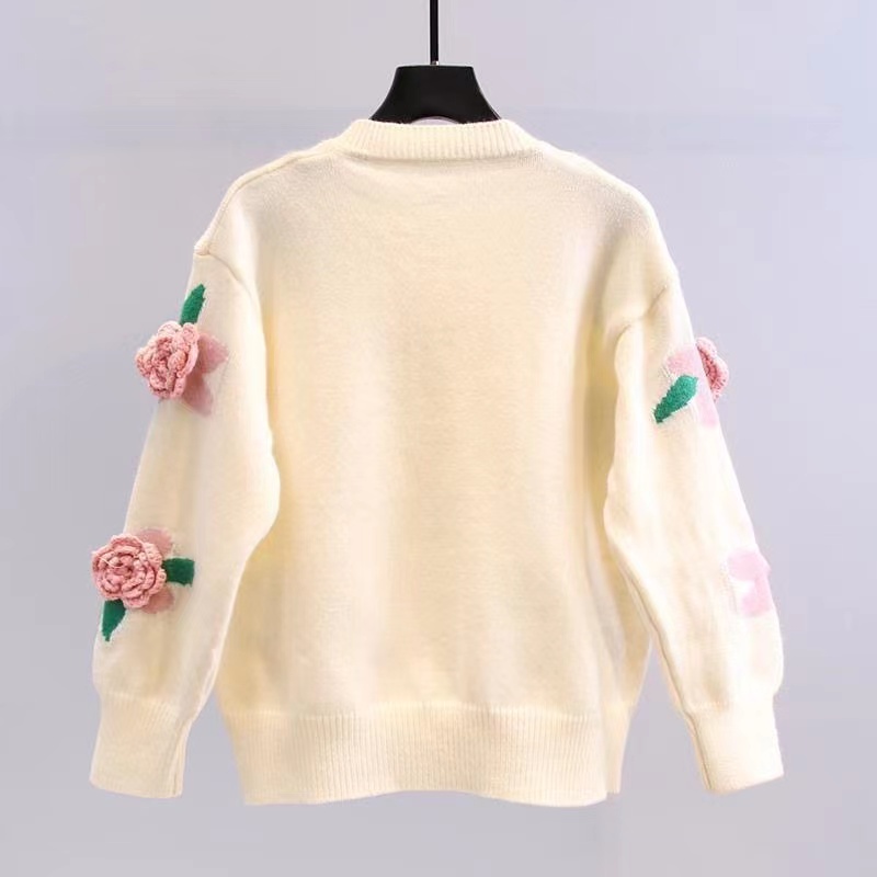 Áo Sweater Cổ Tròn Dáng Rộng In Họa Tiết Hoa Thời Trang Cho Nữ