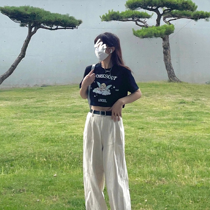 Áo Thun Nữ Ngắn Tay Cổ Tròn Thời Trang Hàn