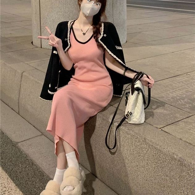 ✨Hàng Có Sẵn Đầm Hàng Có Sẵn✨Đầm Hai Dây Màu Sắc Tương Phản Thời Trang Mùa Hè Hàng Mới 2023 Dành Cho Bạn Nữ