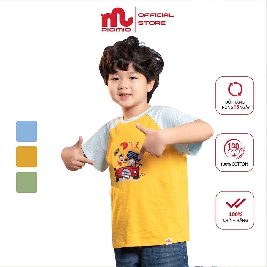 Áo T-shirt cotton bé trai Riomio size 2-7 tuổi  ao thun co giãn 4c thoải mái mềm mại đi chơi dã ngoại - RA559