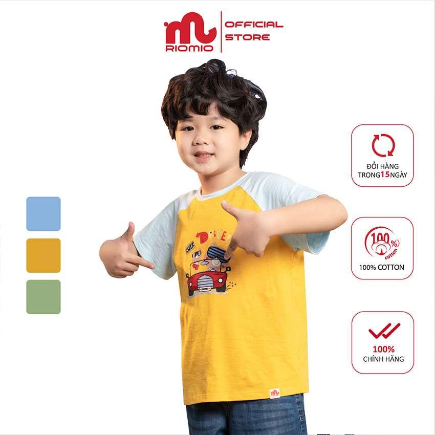 Áo T-shirt cotton bé trai Riomio size 2-7 tuổi (13-27kg) ao thun co giãn 4c thoải mái mềm mại đi chơi dã ngoại - RA559