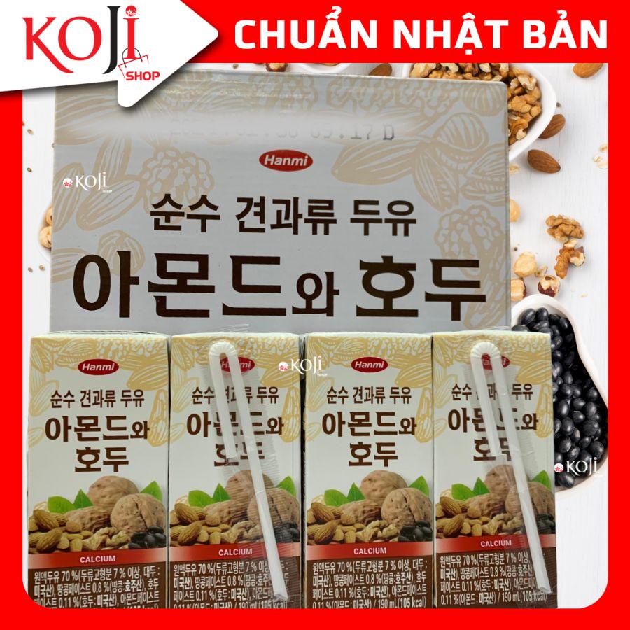 Sữa hạt óc chó, hạnh nhân, đậu đen Hanmi Hàn Quốc - xách 16 hộp x 190ml