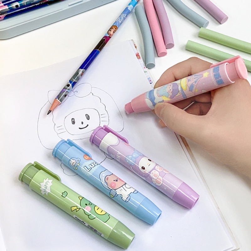 Bộ gôm tẩy dạng bấm họa tiết hoạt hình đáng yêu