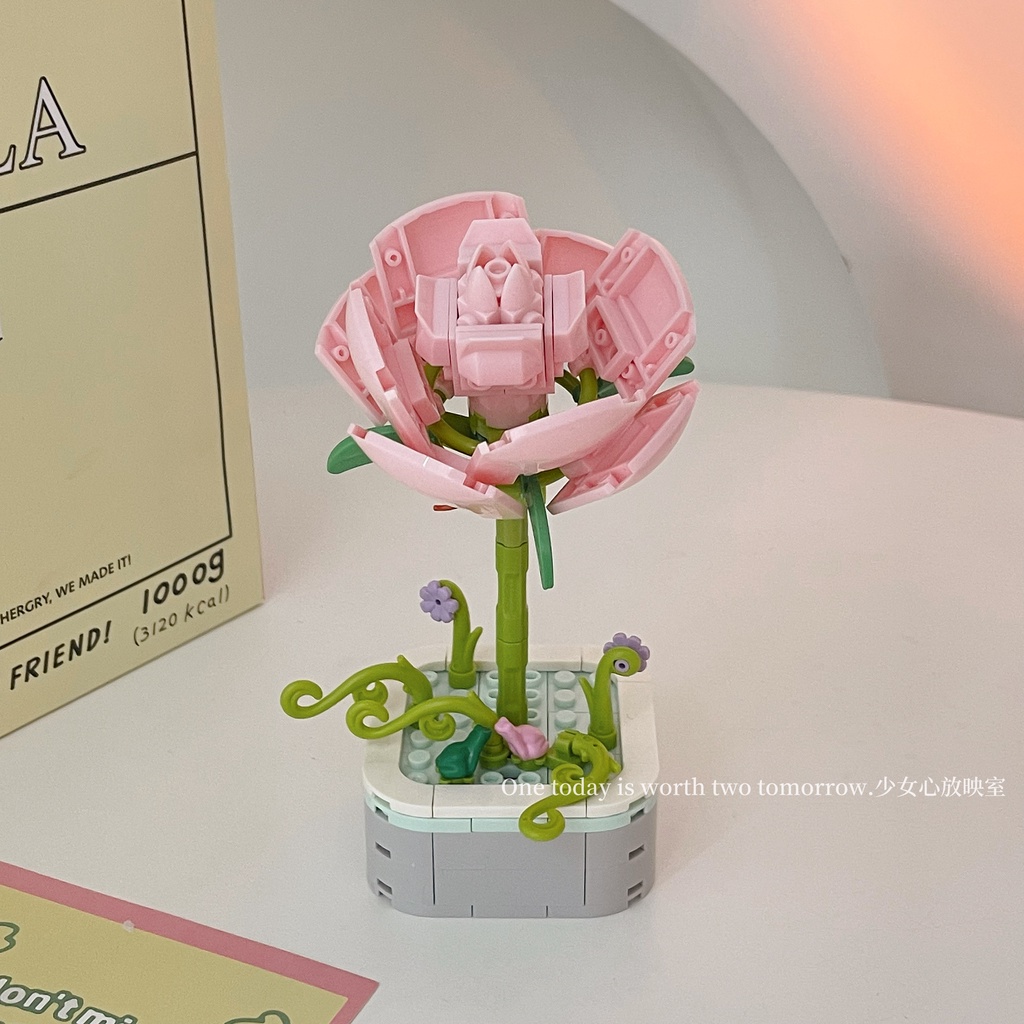 Đồ Chơi Lắp Ráp Chậu Hoa Dễ Thương Dùng Làm Quà Tặng Sinh Nhật