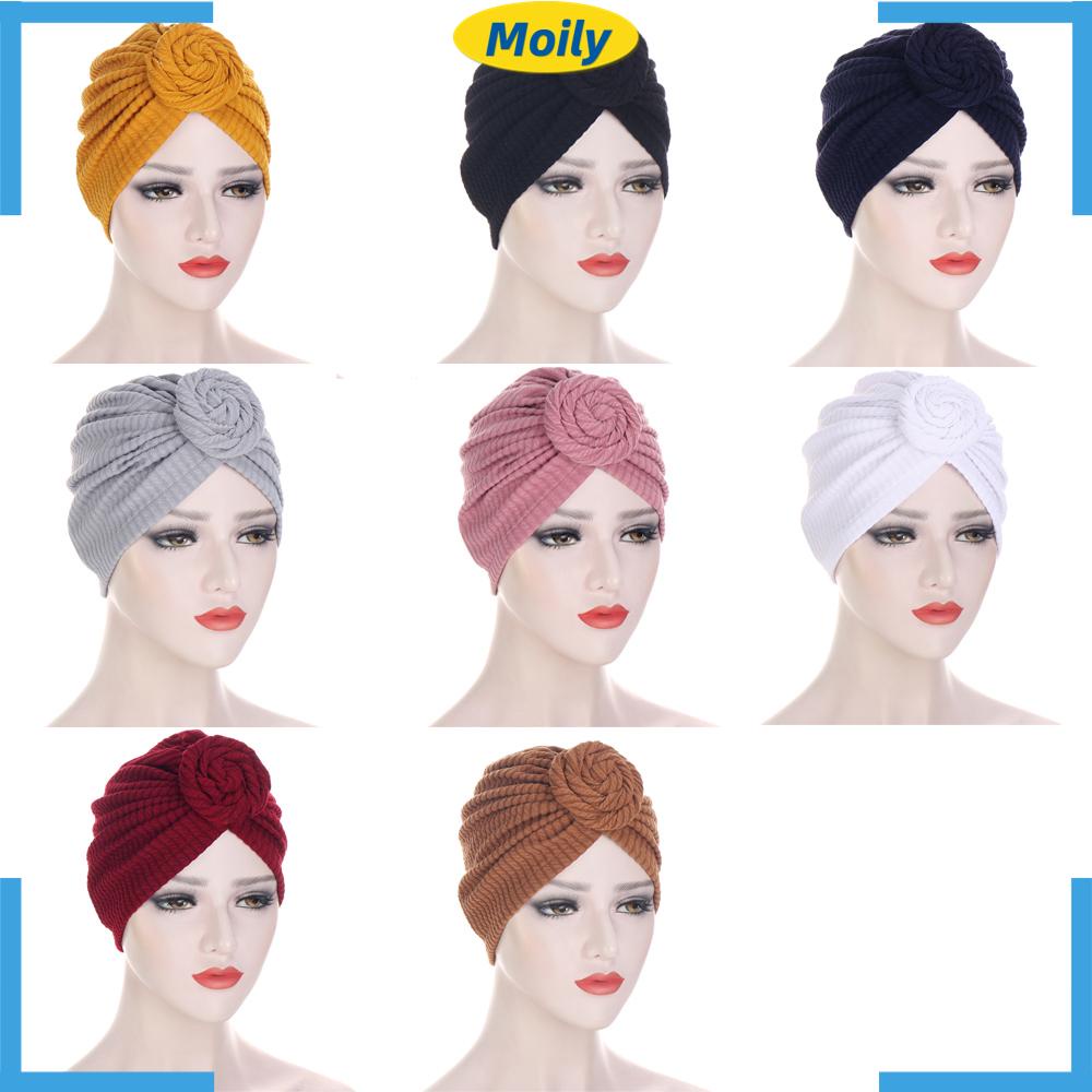 Mũ turban vải cotton thắt nút nhiều màu sắc thời trang dành cho nữ