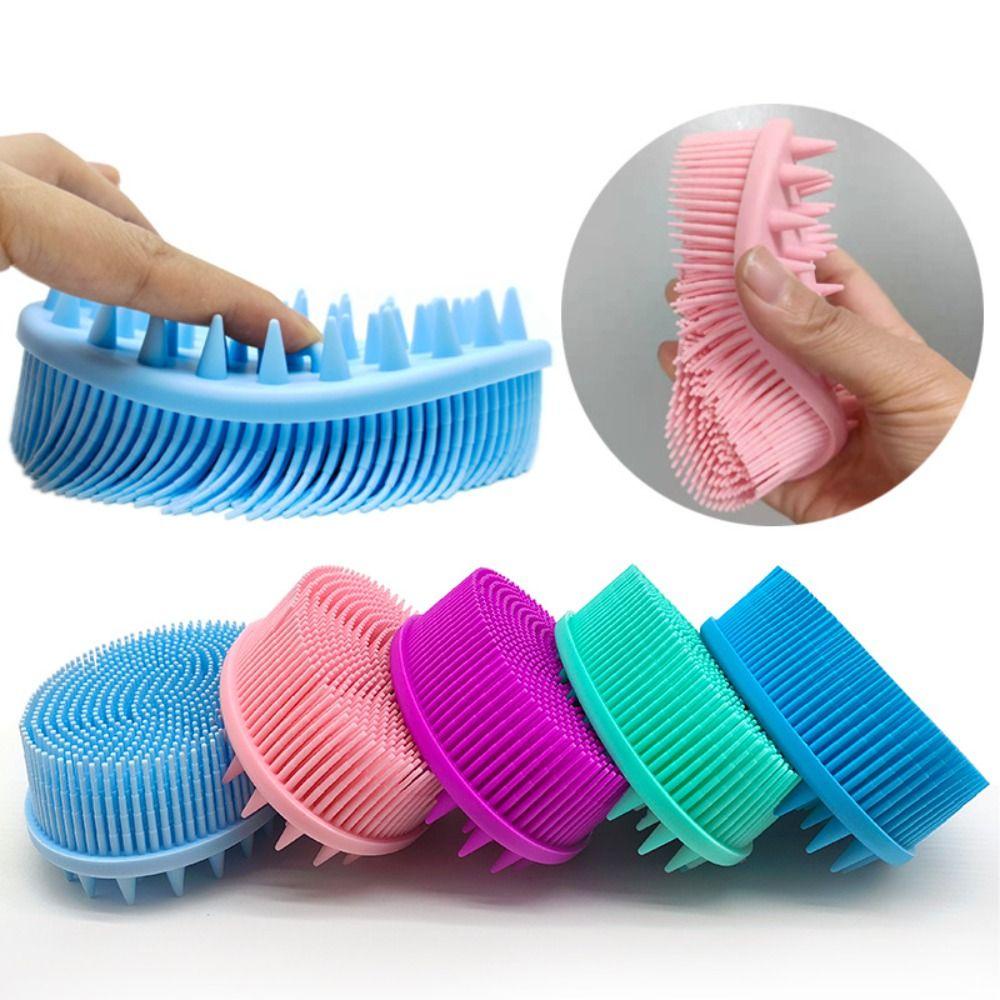 Bàn Chải Tắm Bằng Silicon Hai Mặt Mềm Mại Dùng Mát Xa Da Đầu Khi Tắm