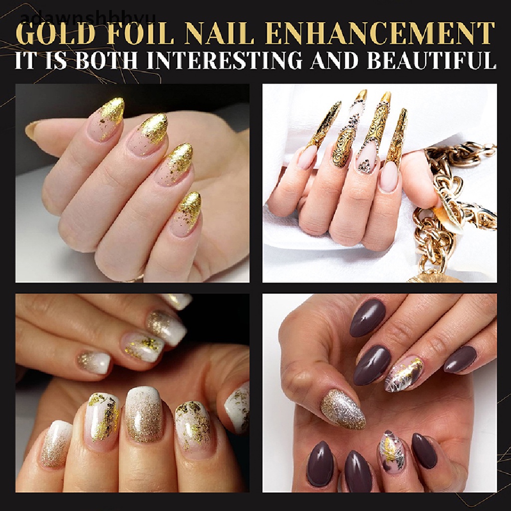 Set 10 Lá Vàng Lấp Lánh Trang Trí Móng Tay