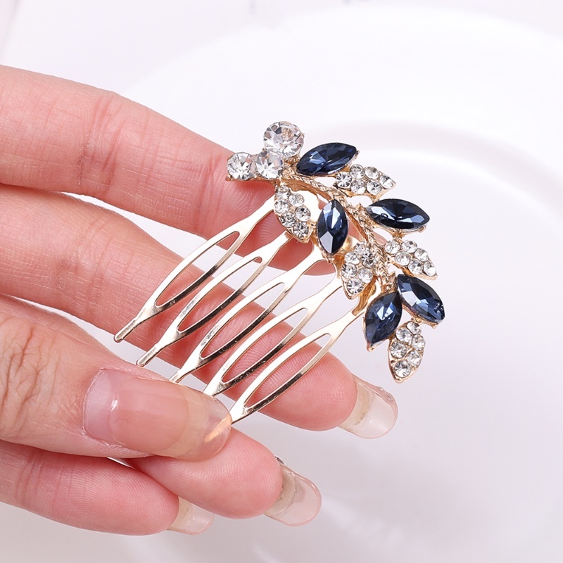 Lược Cài Tóc Trang Trí Hình Hoa Lá Đính Đá Zircon Lấp Lánh Cho Nữ