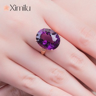 ♥bộ dây chuyền + nhẫn + bông tai hình oval đính đá thạch anh tím sang trọng